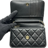 シャネル CHANEL マトラッセミニチェーンウォレット AP1649 31番台 ブラック ラムスキン レディース ウォレットチェーン