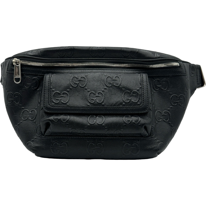 グッチ GUCCI GGエンボスベルトバッグ 645093 ブラック シルバー金具