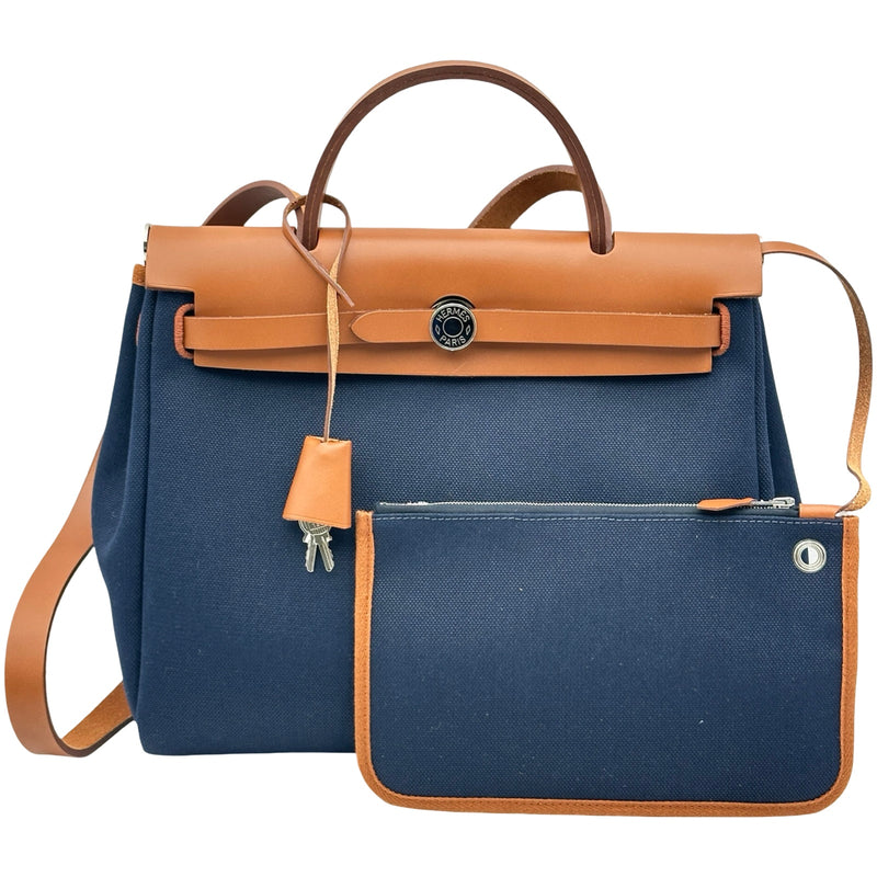 エルメス HERMES エールバッグジップPM W刻印 ネイビー/シルバー金具