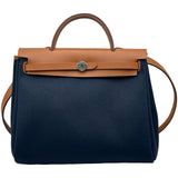 エルメス HERMES エールバッグジップPM W刻印 ネイビー/シルバー金具 トワル レディース ショルダーバッグ