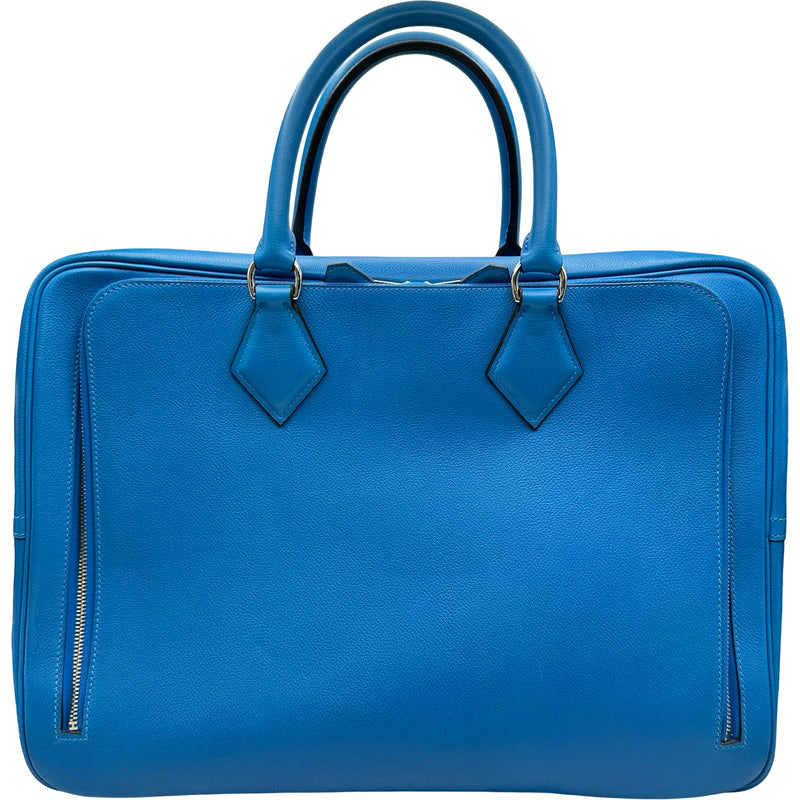 エルメス HERMES ポルトドキュマンプリュム24H □Q刻印 ブルーイドラ/シルバー金具 エバーカラー メンズ ビジネスバッグ エルメス HERMES ポルトドキュマンプリュム24H □Q刻印 ブルーイドラ