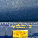 エルメス HERMES ミニケリー2 A刻印 ブルーサフィール ゴールド金具 アリゲーターシャイン レディース ショルダーバッグ