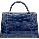 エルメス HERMES ミニケリー2 A刻印 ブルーサフィール ゴールド金具 アリゲーターシャイン レディース ショルダーバッグ