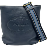 プラダ PRADA ロゴショルダー ブルー レザー レディース ショルダーバッグ