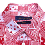 ルイ・ヴィトン LOUIS VUITTON モノグラムトランプ半袖シャツ 18AW HFS14W レッド コットン メンズ 半袖シャツ