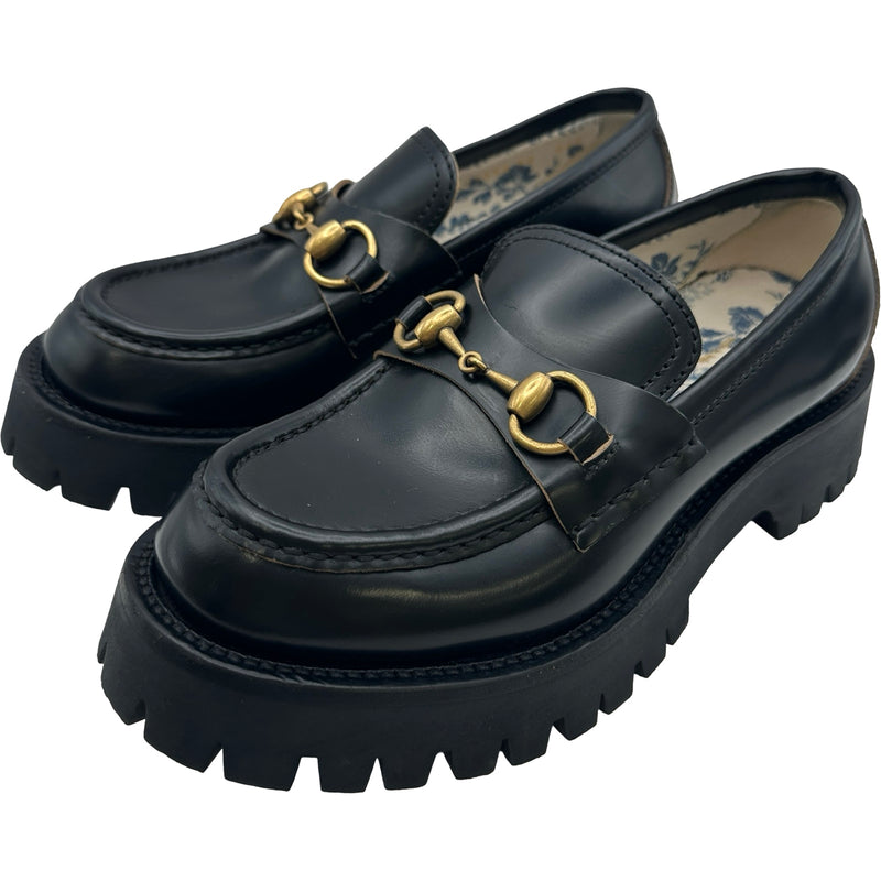 キ*ス様 【8(約27cm) 正規品】GUCCI グッチ ホースビット ローファ グッチ GUCCI ホースビットプラットフォームローファー レザー