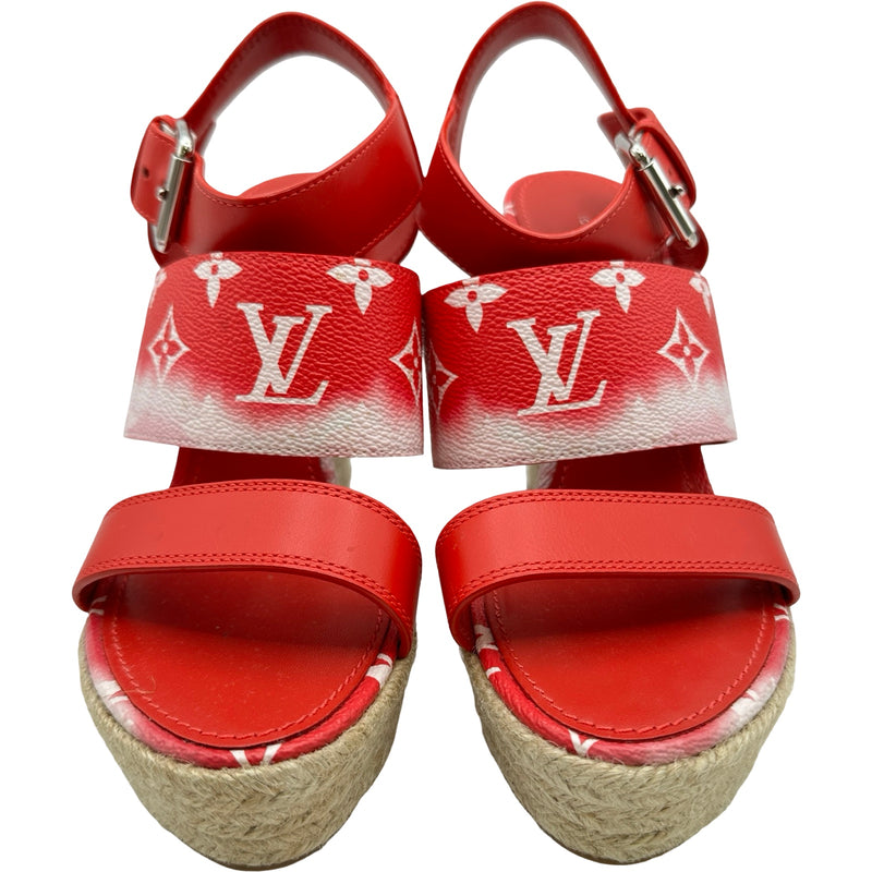 美品★ LOUIS VUITTON ウェッジ エスパドリーユ サンダル 23.5 ルイ・ヴィトン LOUIS VUITTON スターボードライン エスパドリーユ