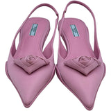 プラダ PRADA スリングバックパンプス ピンク ファブリック レディース パンプス