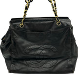 シャネル CHANEL ココマークチェーントートバッグ 3番台 ブラック/ゴールド金具 ラムスキン レディース トートバッグ