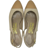 サルヴァトーレ・フェラガモ Salvatore Ferragamo バイカラースリングバックパンプス ベージュ レザー レディース パンプス