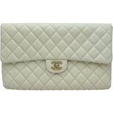 シャネル CHANEL マトラッセクラッチバッグ 27番台 ホワイト/ゴールド金具 キャビアスキン レディース クラッチバッグ