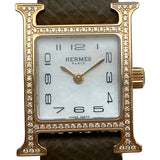 エルメス HERMES Hウォッチ ミニ HH1.173 ホワイトシェル ピンクゴールド クオーツ レディース 腕時計
