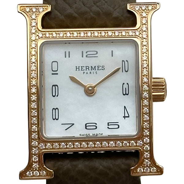 エルメス HERMES Hウォッチ ミニ HH1.173 ホワイトシェル ピンク