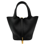 エルメス HERMES ピコタンロックPM U刻 ブラック ゴールド金具 トリヨン レディース ハンドバッグ
