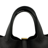 エルメス HERMES ピコタンロックPM U刻 ブラック ゴールド金具 トリヨン レディース ハンドバッグ
