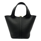 エルメス HERMES ピコタンロックPM B刻 ブラック ゴールド金具 トリヨン レディース ハンドバッグ