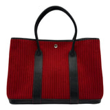 エルメス HERMES ガーデンパーティPM □J刻 レッド/ブラック シルバー金具 プリーツフェルト/ブッフル レディース トートバッグ