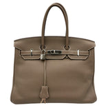 エルメス HERMES バーキン35 □O刻 エトゥープ シルバー金具 トゴ レディース ハンドバッグ