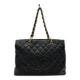 シャネル CHANEL GTTチェーントートバッグ A18005 7番台 ブラック ゴールド金具 キャビアスキン レディース トートバッグ