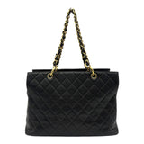 シャネル CHANEL GTTチェーントートバッグ A18005 7番台 ブラック ゴールド金具 キャビアスキン レディース トートバッグ