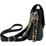 シャネル CHANEL スモールフラップバッグ AS0412 27番台 ブラック ゴールド/シルバー金具 カーフ レディース ショルダーバッグ