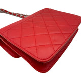シャネル CHANEL ハーフココ スモールフラップバッグ A98666 25番台 レッド シルバー金具 ラムスキン レディース ショルダーバッグ