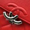 シャネル CHANEL ハーフココ スモールフラップバッグ A98666 25番台 レッド シルバー金具 ラムスキン レディース ショルダーバッグ
