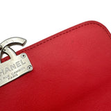 シャネル CHANEL ハーフココ スモールフラップバッグ A98666 25番台 レッド シルバー金具 ラムスキン レディース ショルダーバッグ