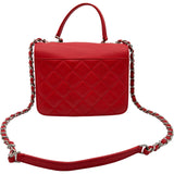 シャネル CHANEL ハーフココ スモールフラップバッグ A98666 25番台 レッド シルバー金具 ラムスキン レディース ショルダーバッグ