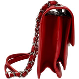 シャネル CHANEL ハーフココ スモールフラップバッグ A98666 25番台 レッド シルバー金具 ラムスキン レディース ショルダーバッグ