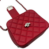 シャネル CHANEL ハーフココ カメラバッグ A98644 24番台 レッド シルバー金具 キャビアスキン レディース ショルダーバッグ