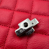 シャネル CHANEL ハーフココ カメラバッグ A98644 24番台 レッド シルバー金具 キャビアスキン レディース ショルダーバッグ