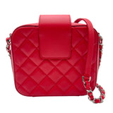 シャネル CHANEL ハーフココ カメラバッグ A98644 24番台 レッド シルバー金具 キャビアスキン レディース ショルダーバッグ