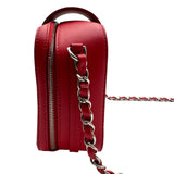 シャネル CHANEL ハーフココ カメラバッグ A98644 24番台 レッド シルバー金具 キャビアスキン レディース ショルダーバッグ