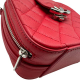 シャネル CHANEL ハーフココ カメラバッグ A98644 24番台 レッド シルバー金具 キャビアスキン レディース ショルダーバッグ