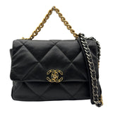 シャネル CHANEL CHANEL19 ラージバッグ AS1161 ブラック ゴールド/シルバー金具 シャイニーラムスキン レディース ショルダーバッグ