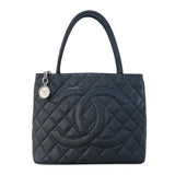シャネル CHANEL 復刻トート A01804 9番台 ブラック シルバー金具 キャビアスキン レディース トートバッグ