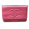 シャネル CHANEL ココマーク チェーンウォレット A48654 ピンク シルバー金具 キャビアスキン レディース ショルダーバッグ