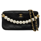 シャネル CHANEL マトラッセ チェーンウォレット 29番台 ブラック ゴールド金具 ゴートスキン/パール レディース ショルダーバッグ