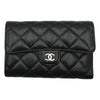 シャネル CHANEL クラシック ミディアムフラップウォレット AP0232 ブラック シルバー金具 キャビアスキン レディース 三つ折り財布