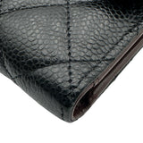 シャネル CHANEL クラシック ミディアムフラップウォレット AP0232 ブラック シルバー金具 キャビアスキン レディース 三つ折り財布