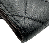 シャネル CHANEL クラシック ミディアムフラップウォレット AP0232 ブラック シルバー金具 キャビアスキン レディース 三つ折り財布