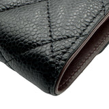 シャネル CHANEL クラシック ミディアムフラップウォレット AP0232 ブラック シルバー金具 キャビアスキン レディース 三つ折り財布