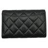 シャネル CHANEL クラシック ミディアムフラップウォレット AP0232 ブラック シルバー金具 キャビアスキン レディース 三つ折り財布