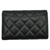 シャネル CHANEL クラシック ミディアムフラップウォレット AP0232 ブラック シルバー金具 キャビアスキン レディース 三つ折り財布