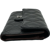 シャネル CHANEL クラシック ミディアムフラップウォレット AP0232 ブラック シルバー金具 キャビアスキン レディース 三つ折り財布