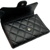 シャネル CHANEL クラシック ミディアムフラップウォレット AP0232 ブラック シルバー金具 キャビアスキン レディース 三つ折り財布