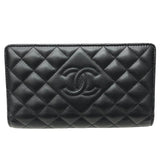 シャネル CHANEL マトラッセ ロングフラップ ウォレット ブラック ラム レディース 長財布