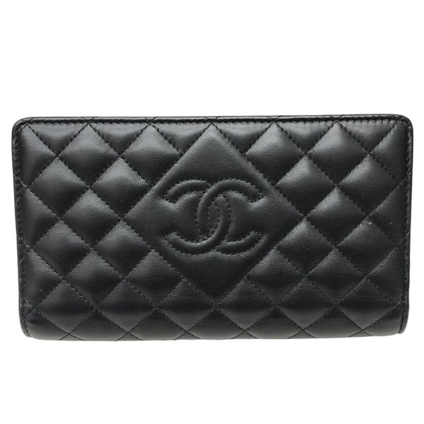 シャネル CHANEL マトラッセ ロングフラップ ウォレット ブラック ラム
