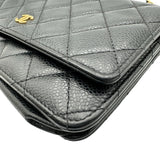 シャネル CHANEL マトラッセチェーンウォレット AP0250 29番台 ブラック キャビアスキン レディース ショルダーバッグ